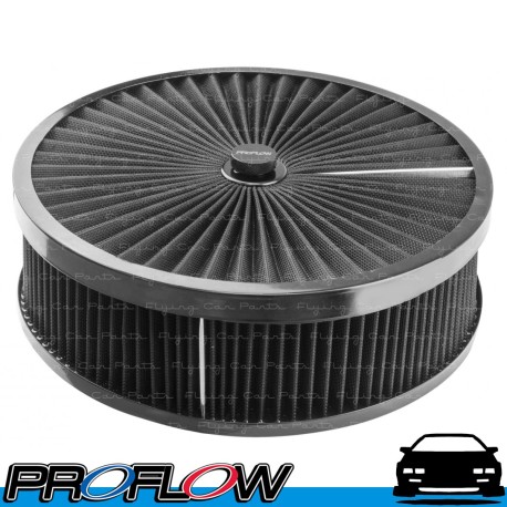 PROFLOW Flow Top Air Filter Cleaner 14" x 5" Washable Reusable Recessed Base Blk