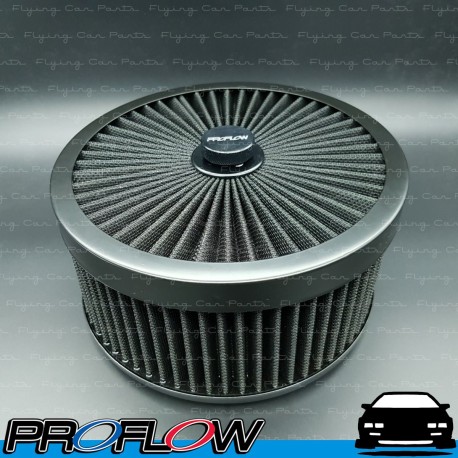 PROFLOW Flow Top Air Filter Cleaner 9" x 4" Washable Reusable Flat Base Black