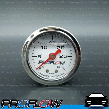 PROFLOW Oil Fuel Pressure Gauge 0-30PSI 40mm Liquid Filled Chrome