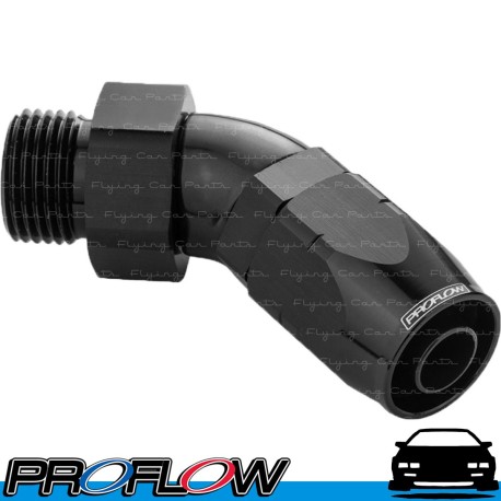 PROFLOW Male AN -8 (AN8) Orb To AN -8 (AN8) Hose Forged 45 Degree Fitting Black