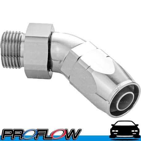 PROFLOW Male AN -10 (AN10) Orb To Hose AN -10 (AN10) Forged 45 Degree Fitting Polished