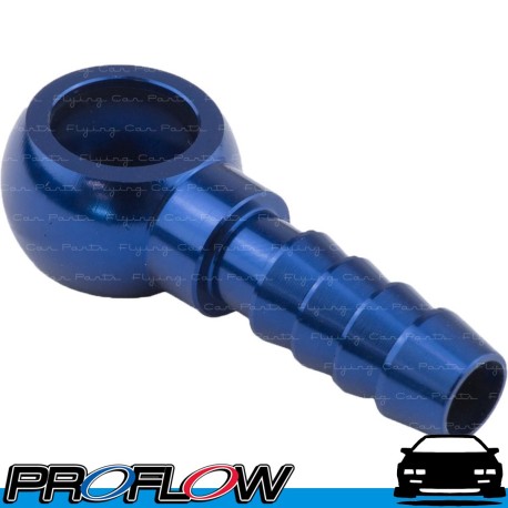 PROFLOW 12mm Banjo To 8mm Barb Hose Adaptor Blue Aluminium