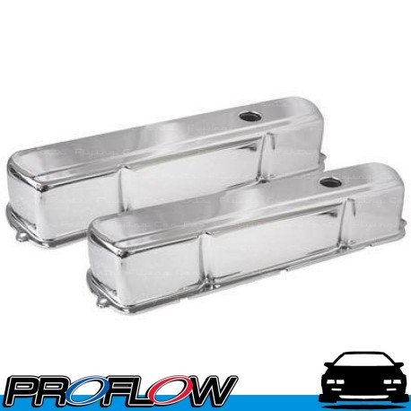 PROFLOW Holden Commodore Early V8 253/308 Valve Covers Stamped Steel Chrome