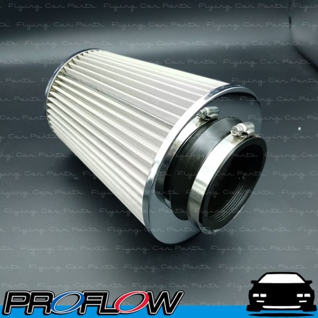 PROFLOW Cone Pod Air Filter Cleaner 76mm (3") Neck 190mm Long Chrome