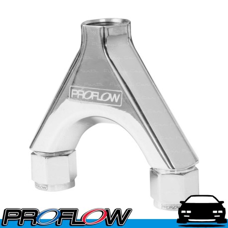 PROFLOW Fuel Pump Y-Adaptor 2 x AN -6 (6AN) To AN - 8 (AN8) Polished