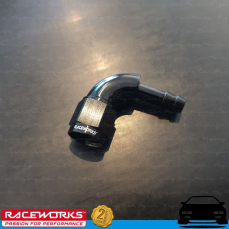 RACEWORKS Female AN6 6AN to 5/16" Barb 90deg Fuel Oil E85 Diesel