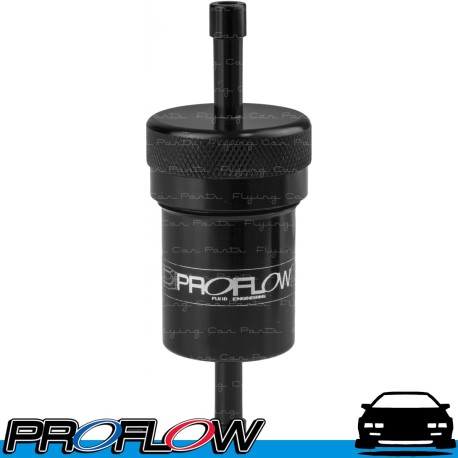 PROFLOW Stainless Steel Black Fuel Filter 1/4" 6.35mm Hose Barbs 100 Micron