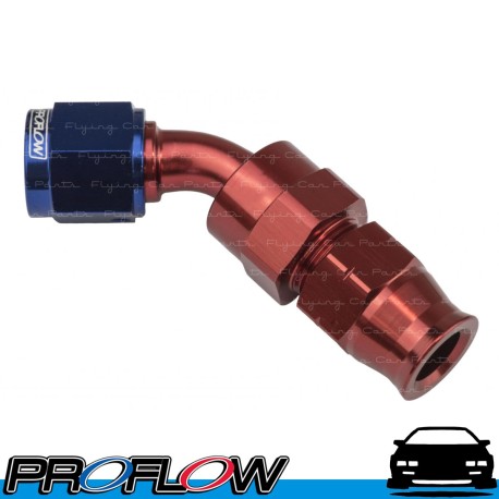 PROFLOW 45 Degree 5/16" Tube to Female AN -6 (AN6) Fitting Adapter Blue/Red